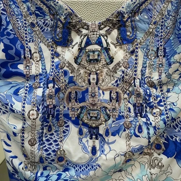 Camilla Blue and White Floral One Piece Swimsuit Size Medium - Picture 4 of 8